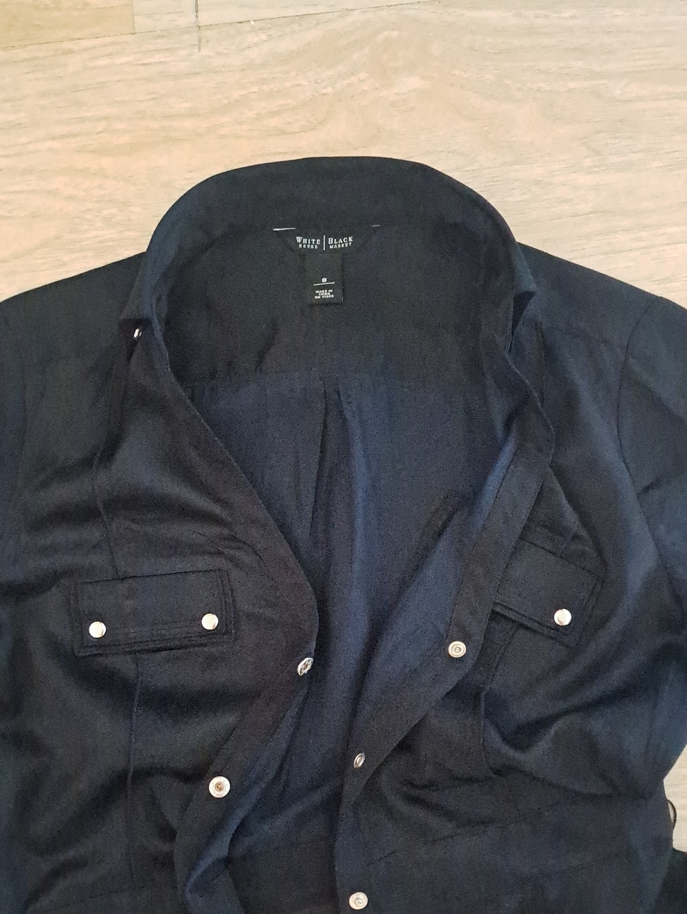 White House Black Market Black Button-Front Midi Shirt Dress - Picture 2 of 14